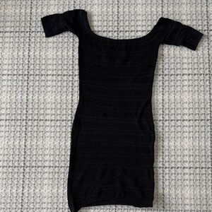 Torn by Ronny Kobo Black Off-Shoulder Mini Dress